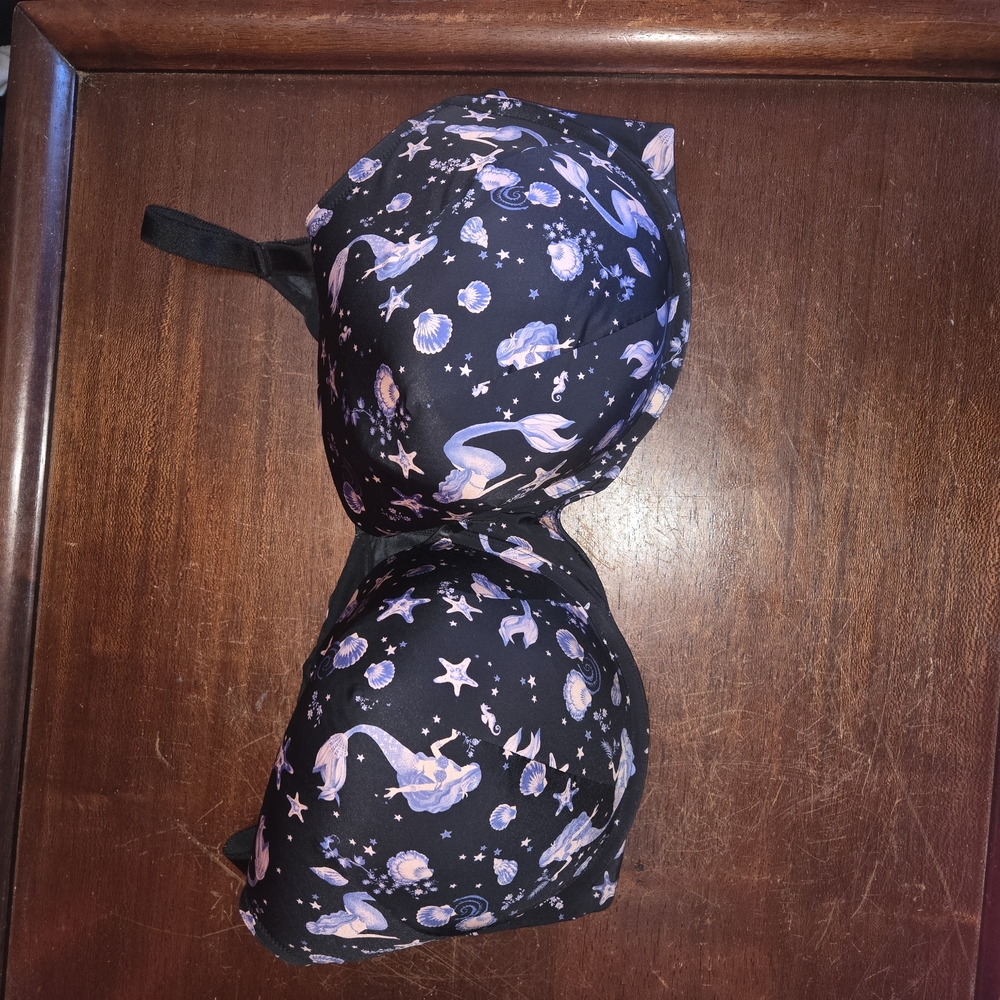 Elegant Black and Purple Mermaid Print Bra
